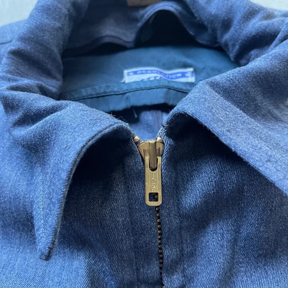 Vintage 50s 60s US Post Office Letter Carrier Boxy Jacket Blue Talon Zip 44R